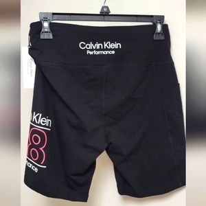 Calvin Klein Performance Womens Black Logo Fitness Bike Shorts NWT